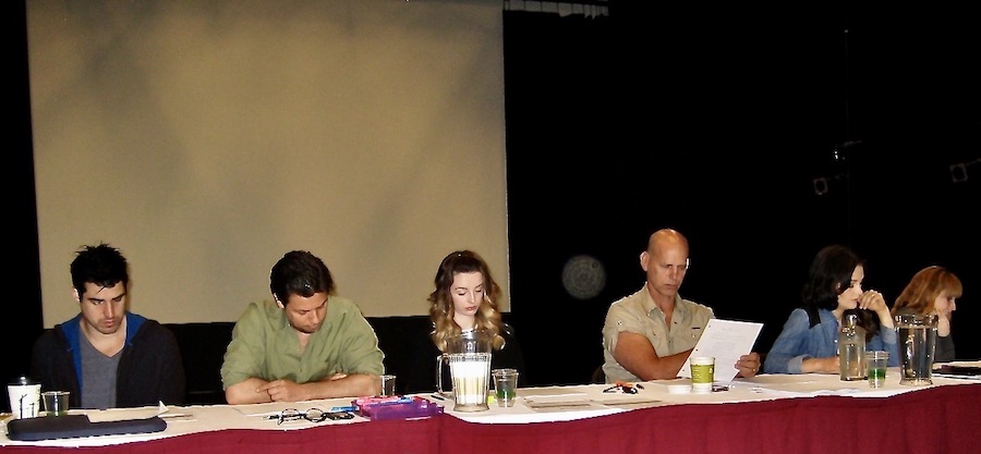 Six actors at SFU's Praxis Screenwriting Competition read Wrestling With Her Spirit, a screenplay by Rhonda Jesckey. Photography by Rhonda Jesckey.